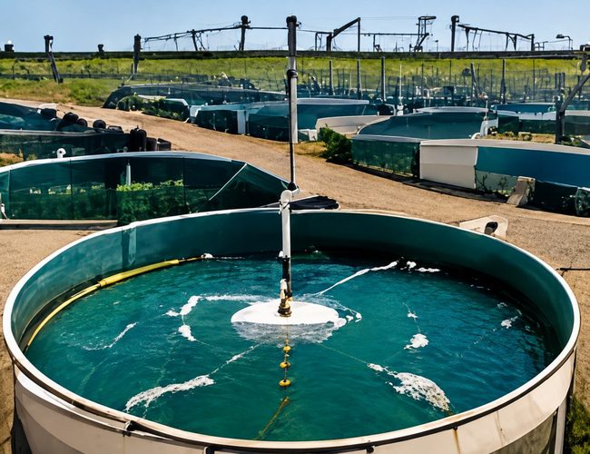Кръгъл басейн с аератор – biofloc система